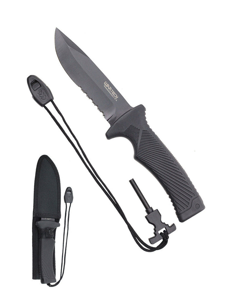 10" Black Blade and Black Handle w/ Hidden Fire Starter