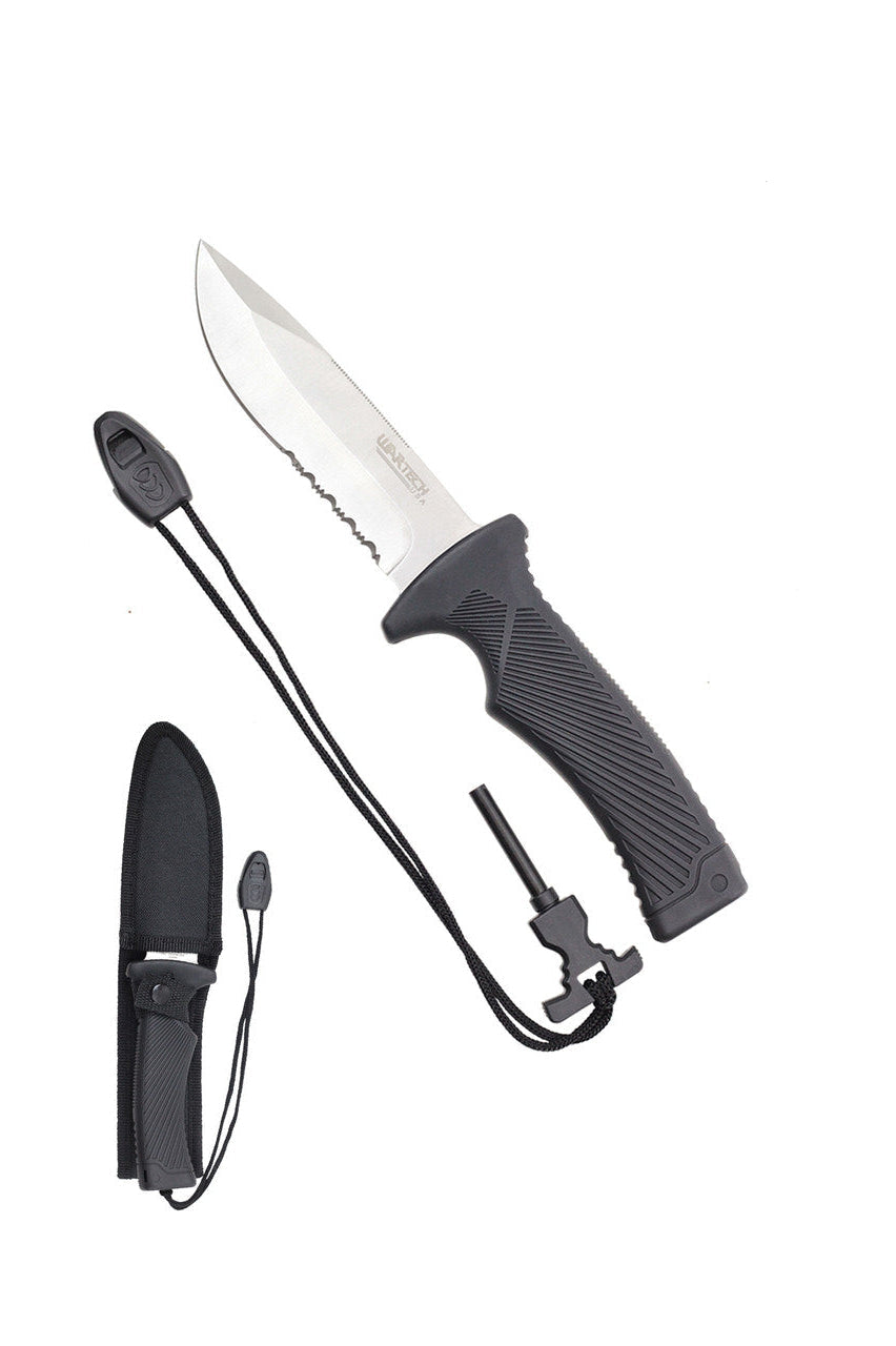 10" Silver Blade and Black Handle w/ Hidden Fire Starter