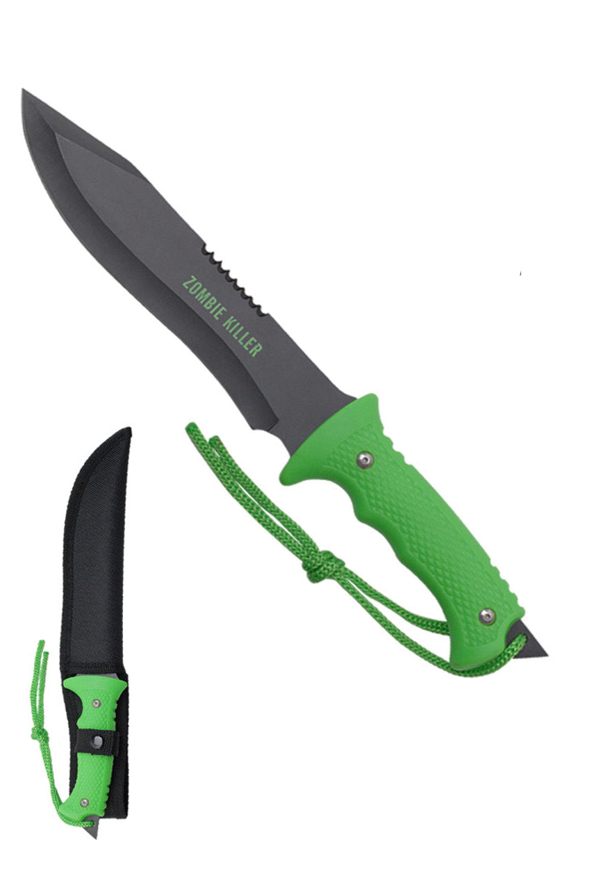 13" Zombie Killer Serrated Tactical Hunting Knife with Sheath - H4730