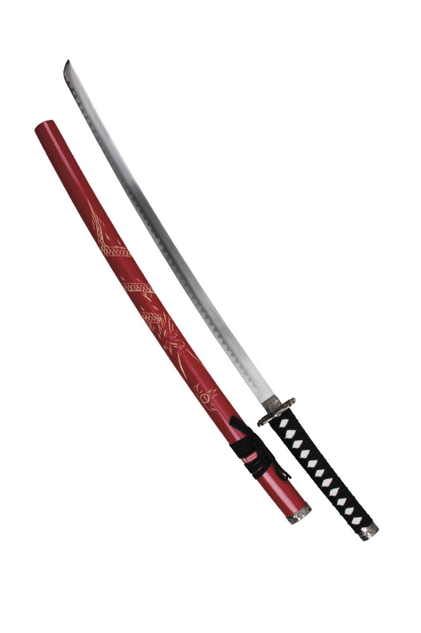 Crimson Dragon Katana with Engraved Scabbard