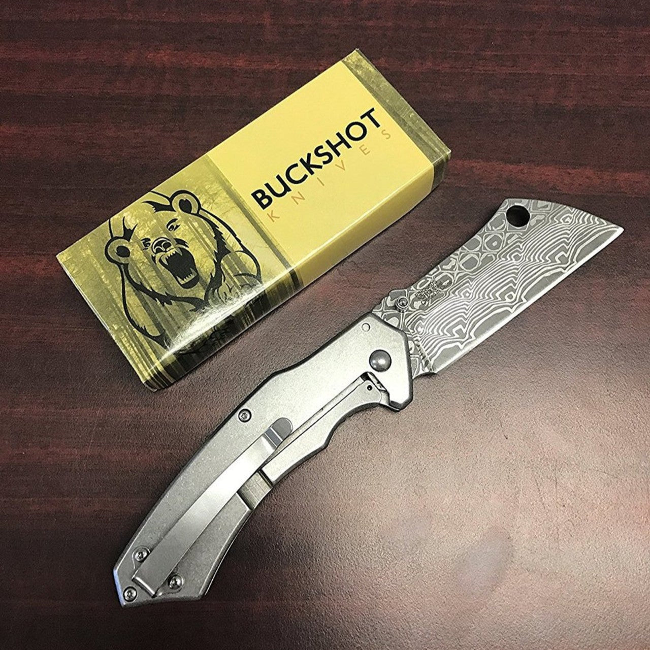 Buckshot PBK205DS – Damascus-Style Spring Assisted Razor Pocket Knife