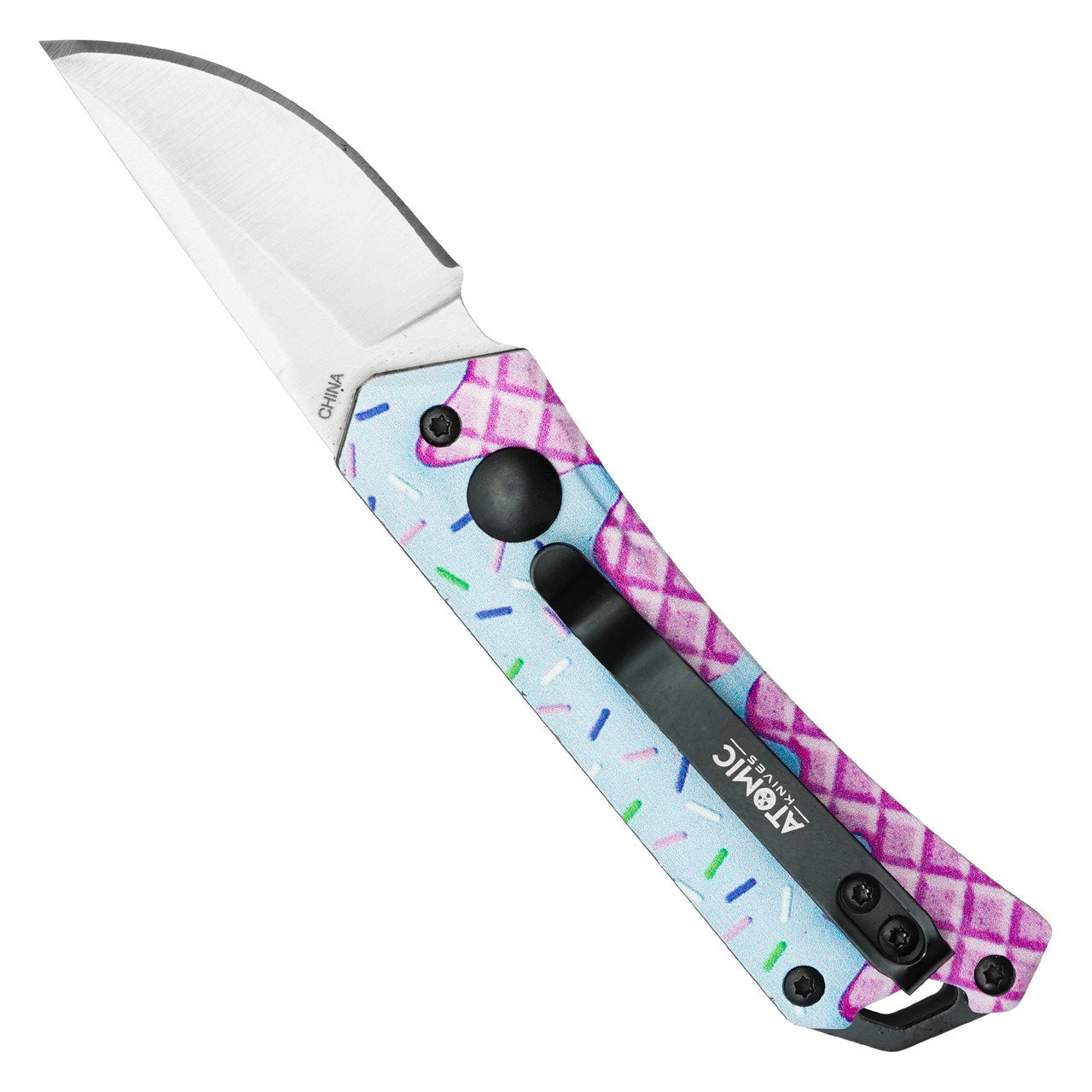 5" Blue Frosted Push Button Knife – Sleek, Compact & Stylish
