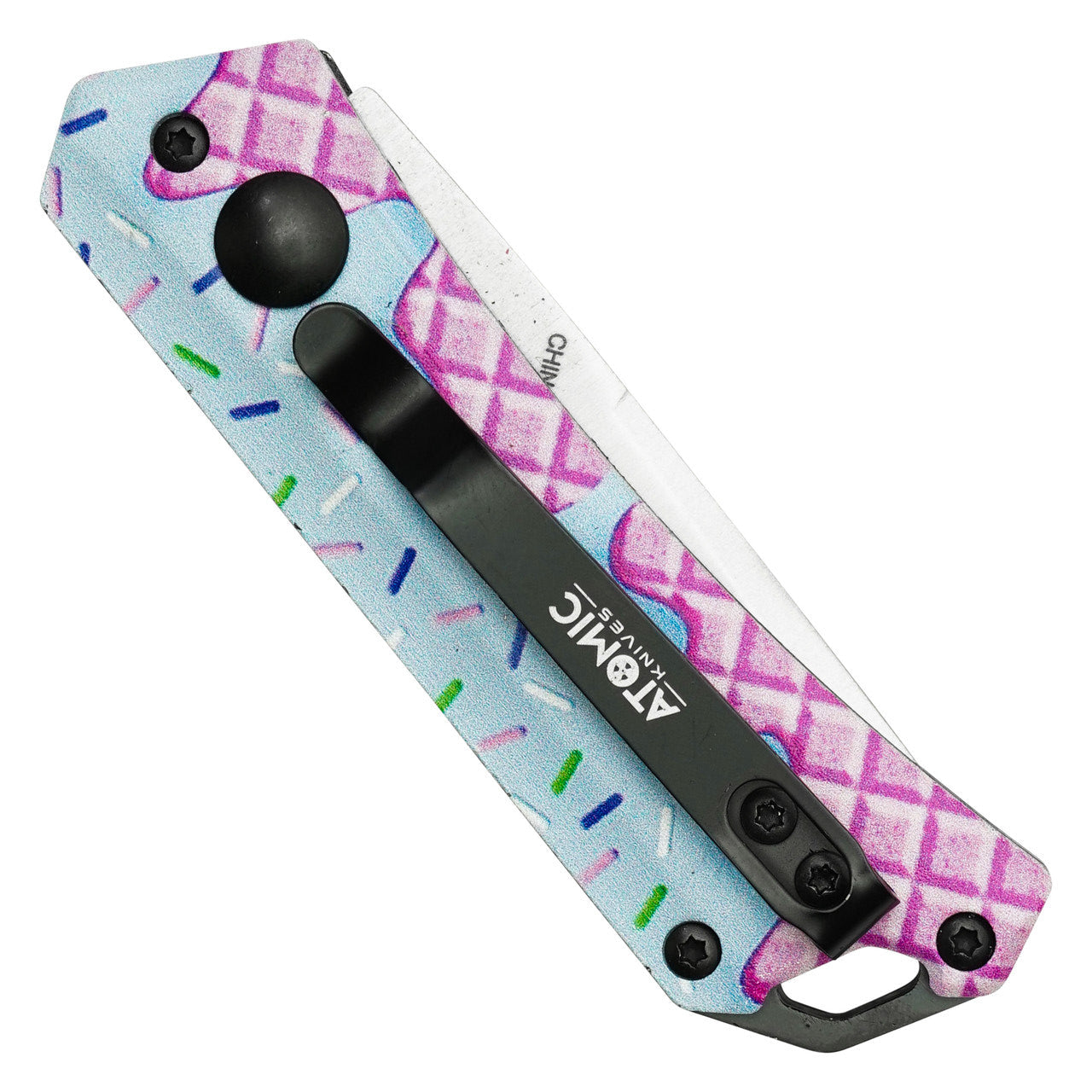 5" Blue Frosted Push Button Knife – Sleek, Compact & Stylish