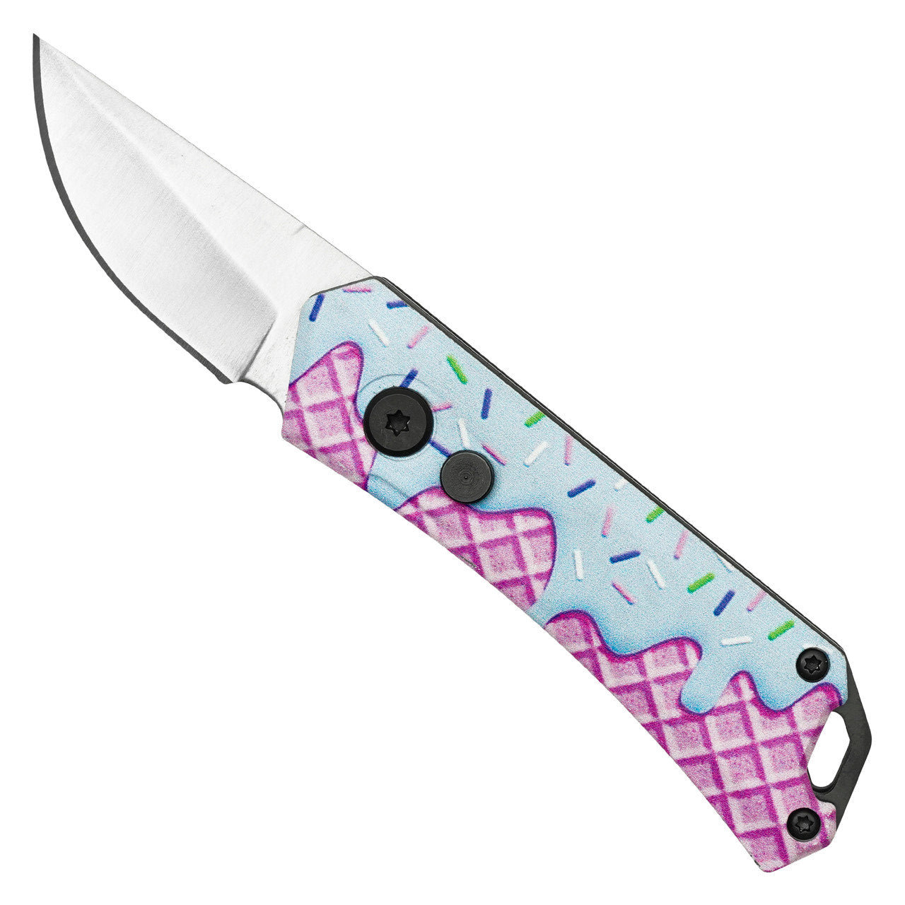 5" Blue Frosted Push Button Knife – Sleek, Compact & Stylish
