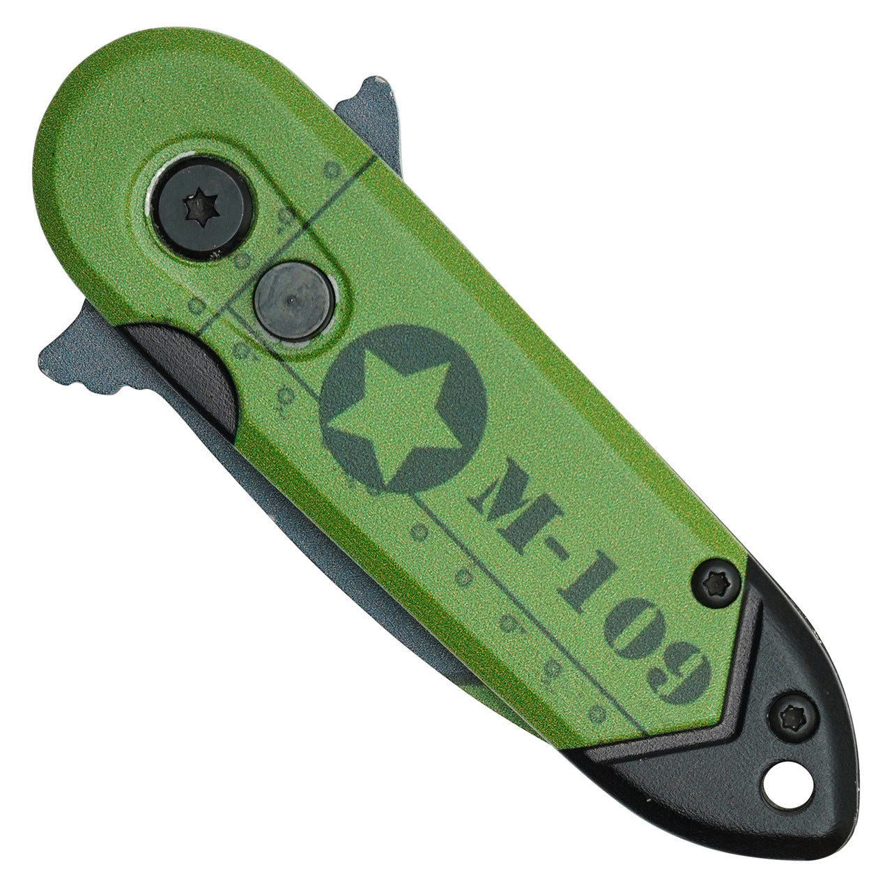 5" Green Bomb Push Button Knife – Bold, Compact & Tactical