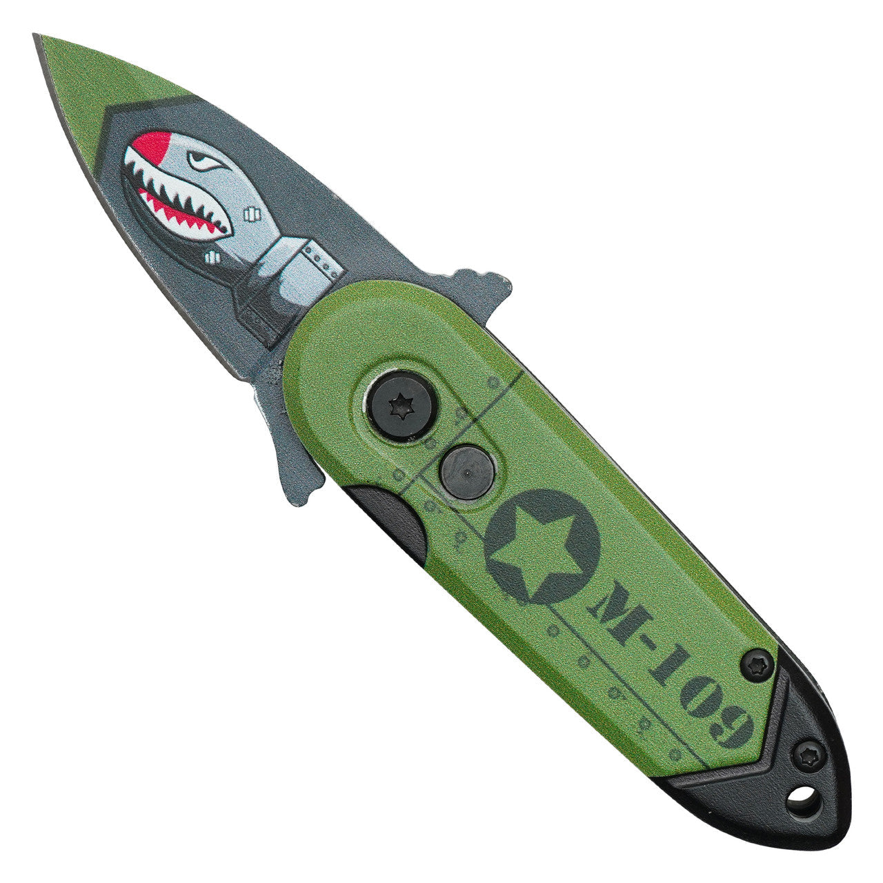 5" Green Bomb Push Button Knife – Bold, Compact & Tactical
