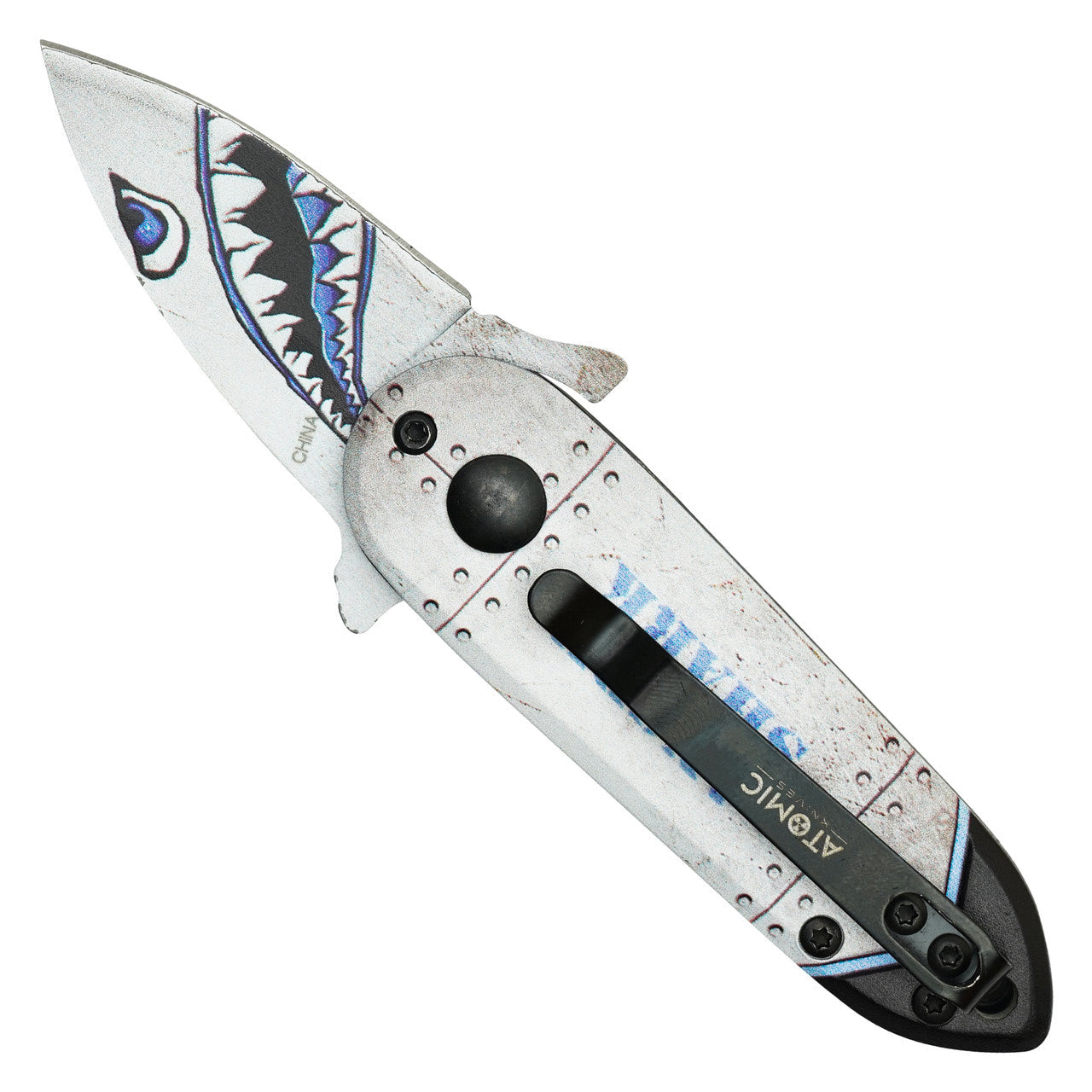 5" White Bomb Push Button Knife – Sleek, Compact & Tactical