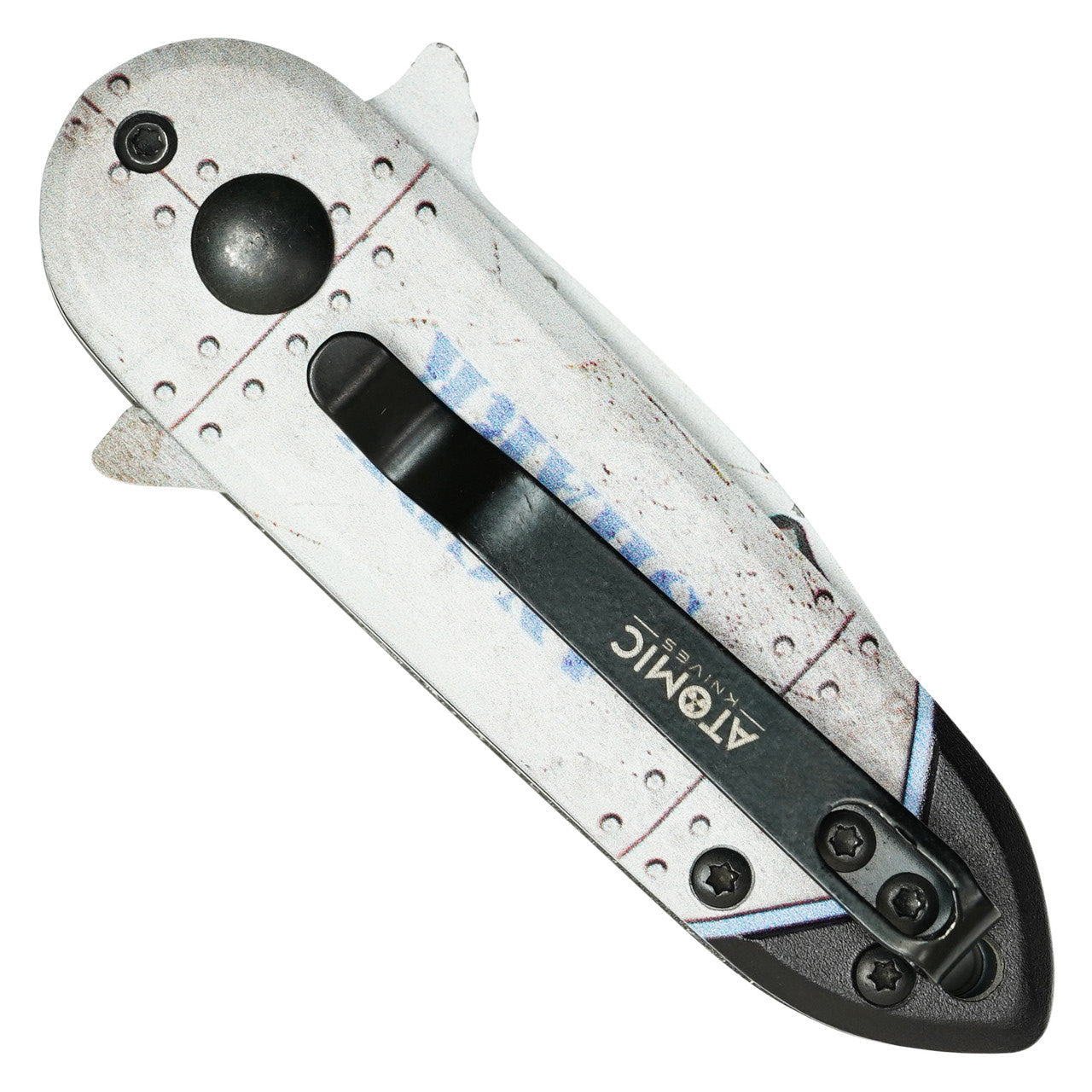 5" White Bomb Push Button Knife – Sleek, Compact & Tactical