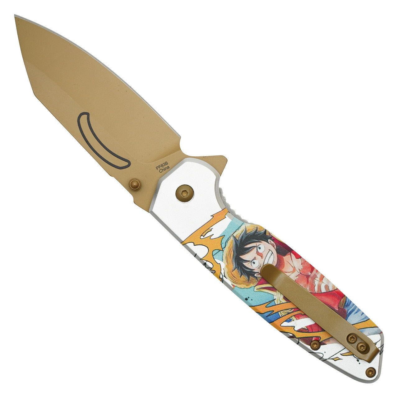 8" White & Gold Luffy Pocket Knife