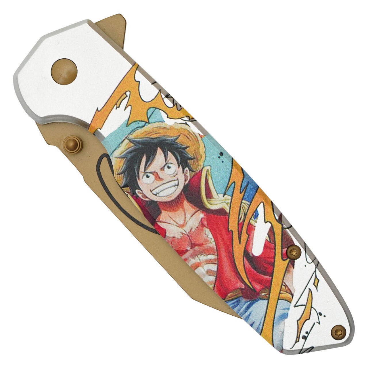 8" White & Gold Luffy Pocket Knife