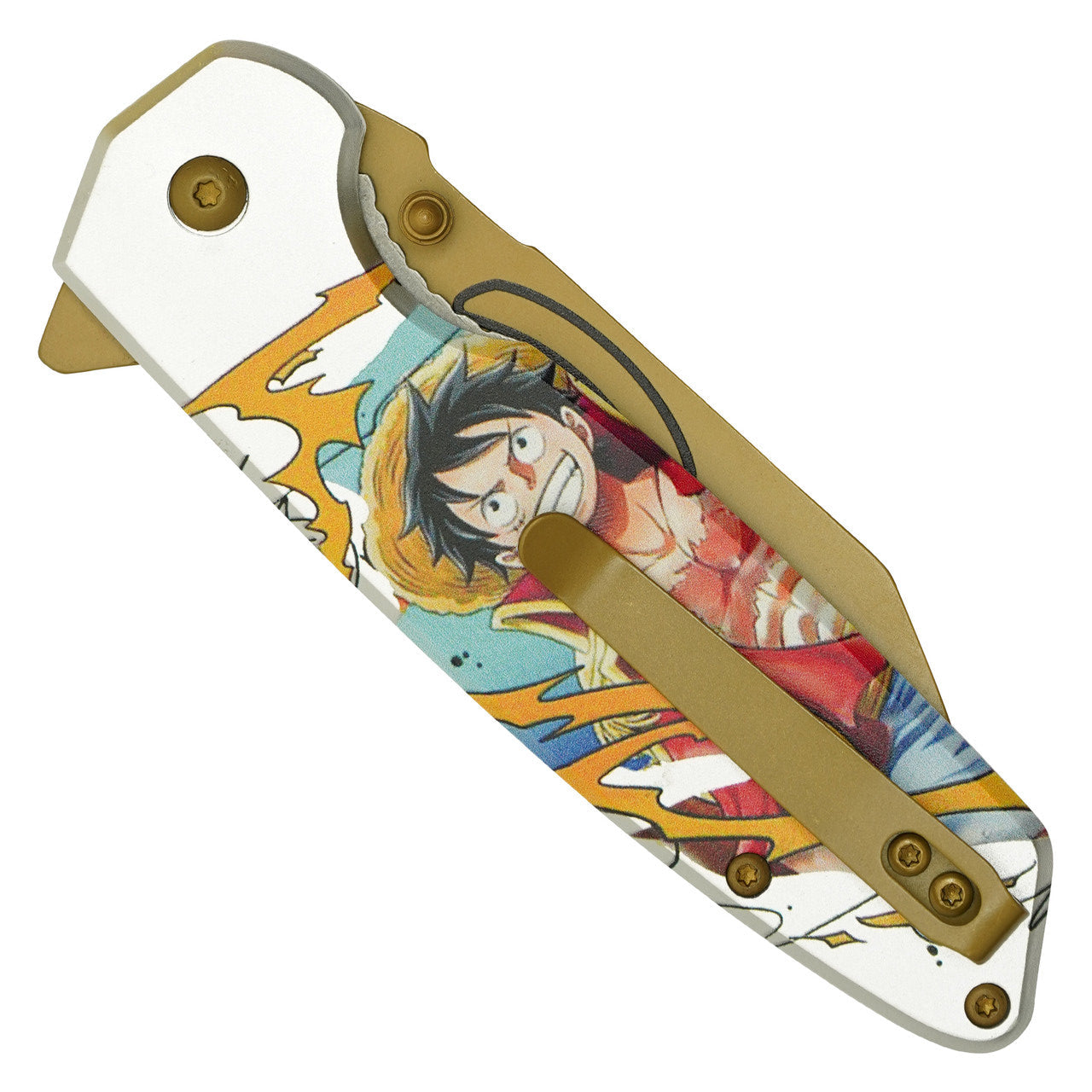 8" White & Gold Luffy Pocket Knife