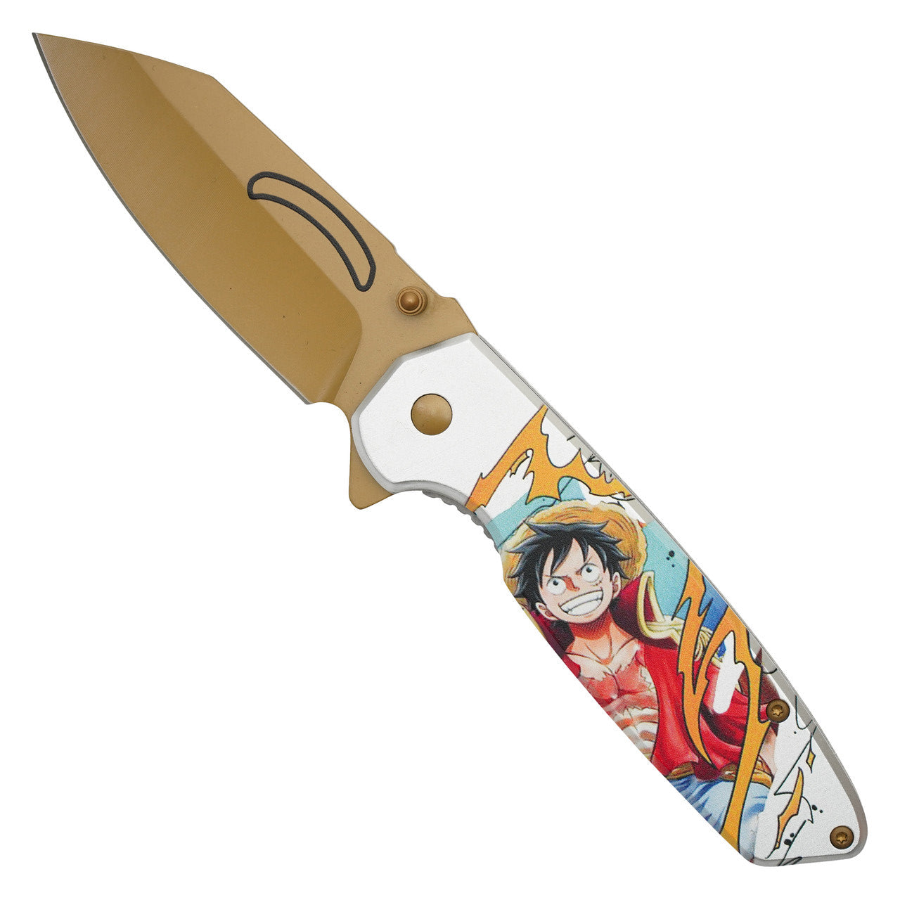 8" White & Gold Luffy Pocket Knife