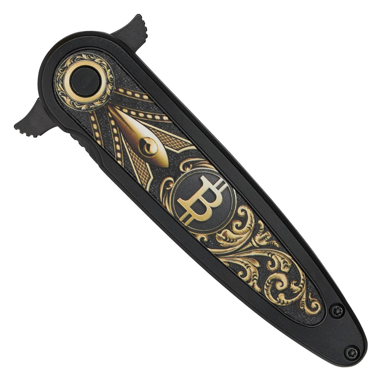 7.75" Black Bitcoin Folding Pocket Knife