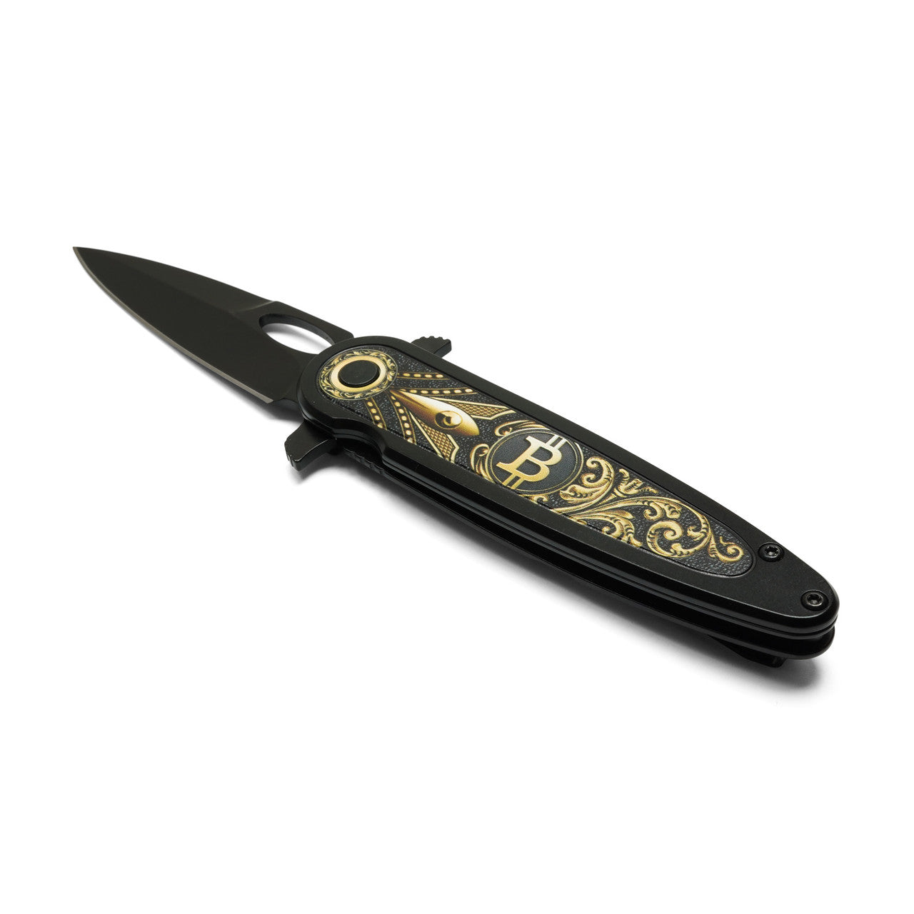 7.75" Black Bitcoin Folding Pocket Knife