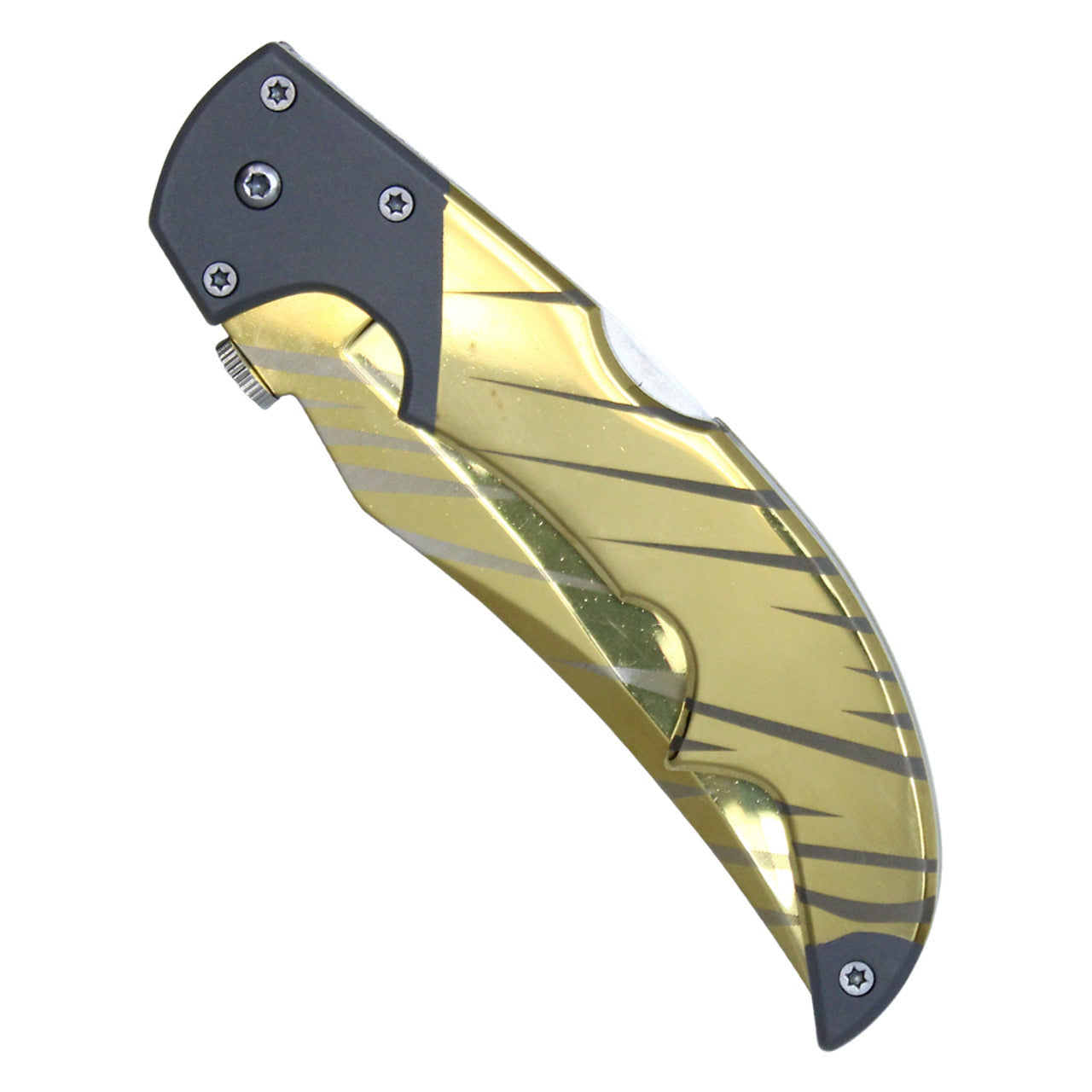 9" Folding Pocket Knife – Gold Tiger Stripe