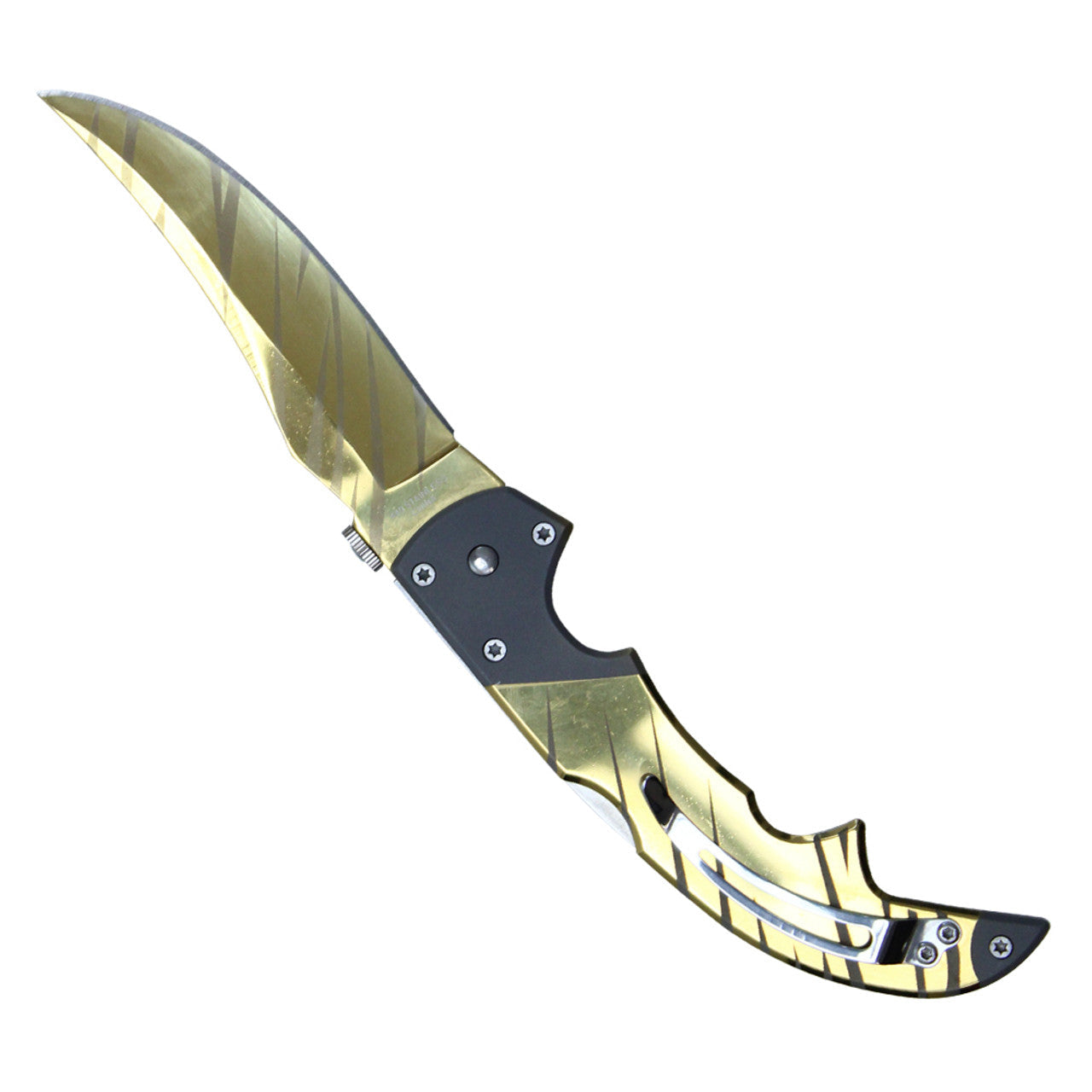 9" Folding Pocket Knife – Gold Tiger Stripe