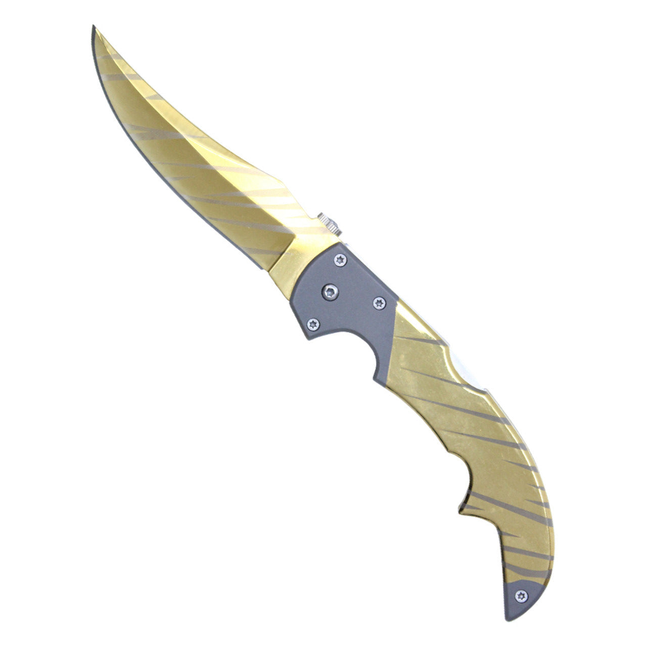 9" Folding Pocket Knife – Gold Tiger Stripe