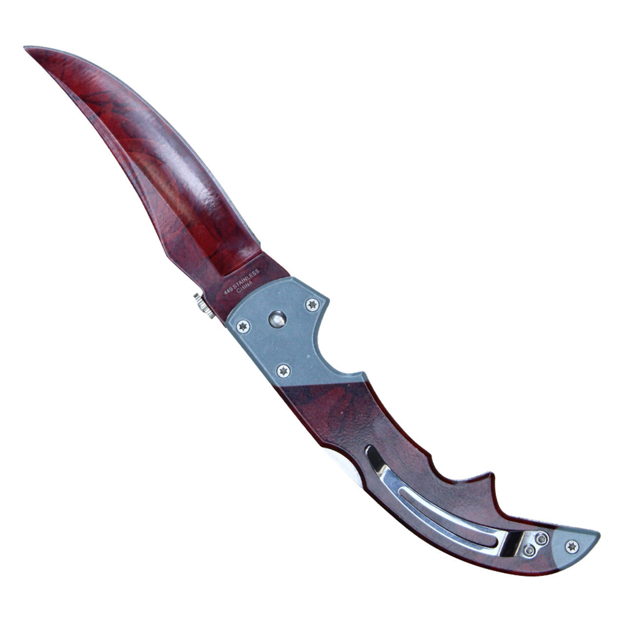 Buckshot Knives Non-Spring Assisted Folding Knife – Red Tiger Stripe