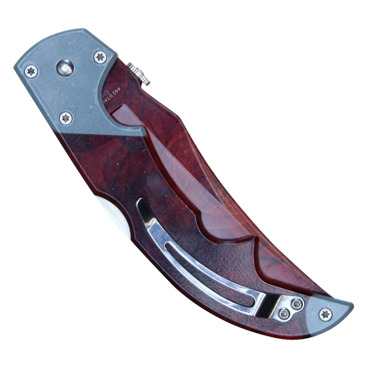 Buckshot Knives Non-Spring Assisted Folding Knife – Red Tiger Stripe