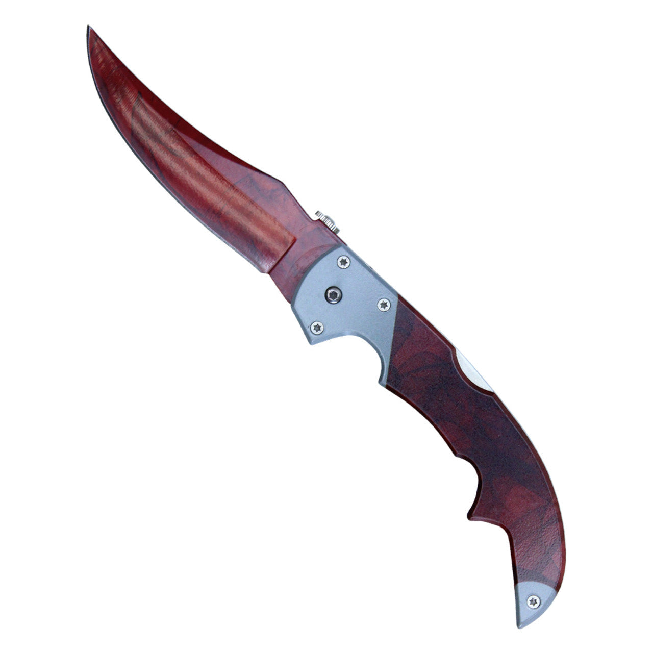 Buckshot Knives Non-Spring Assisted Folding Knife – Red Tiger Stripe