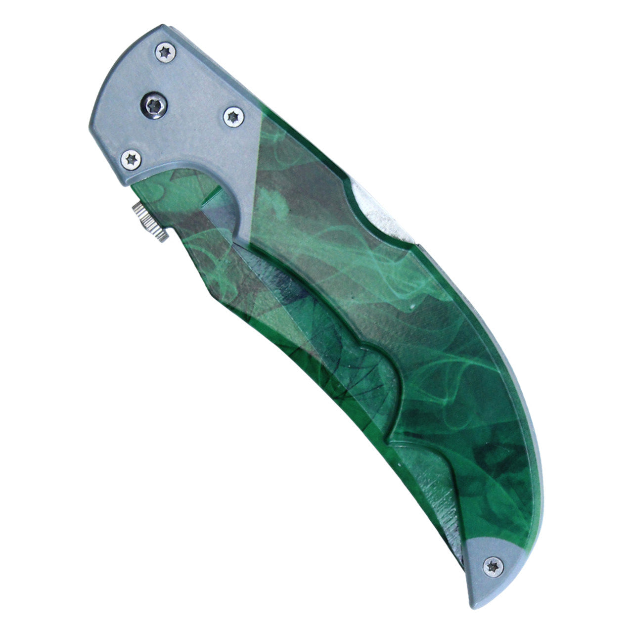 9" Folding Pocket Knife – Green Tiger Stripe