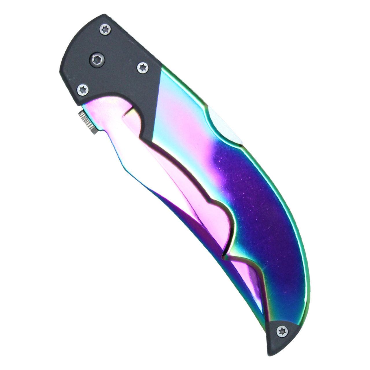 9" Folding Pocket Knife – Rainbow Tiger Stripe