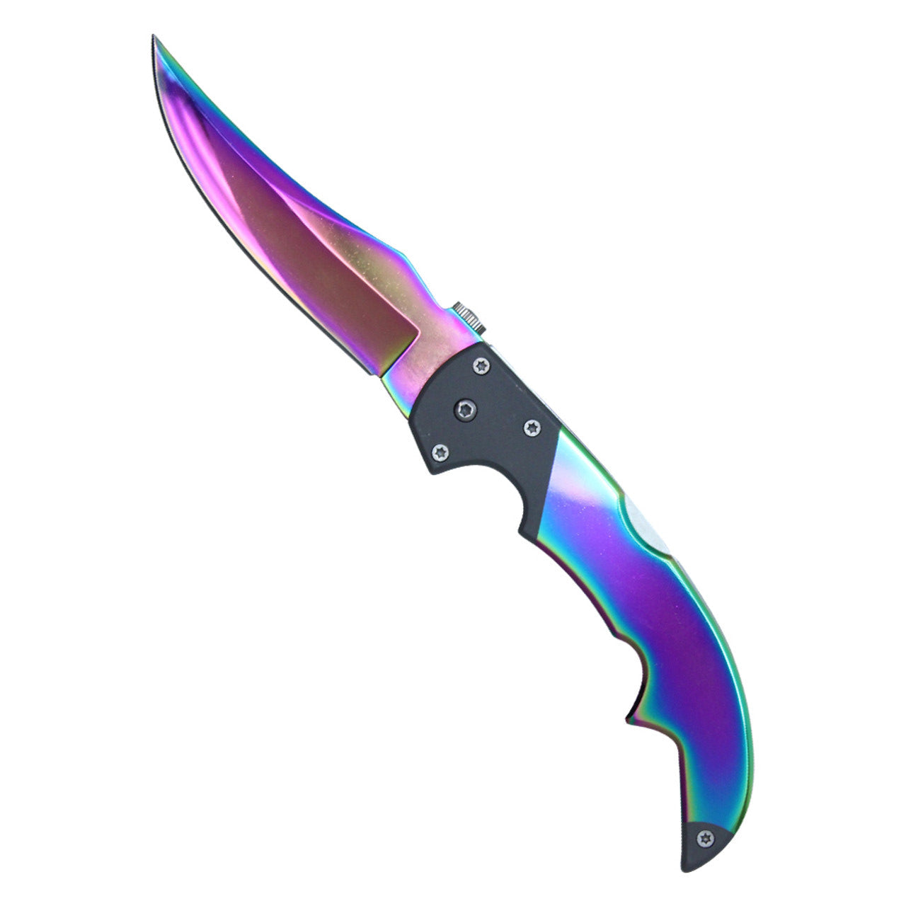 9" Folding Pocket Knife – Rainbow Tiger Stripe