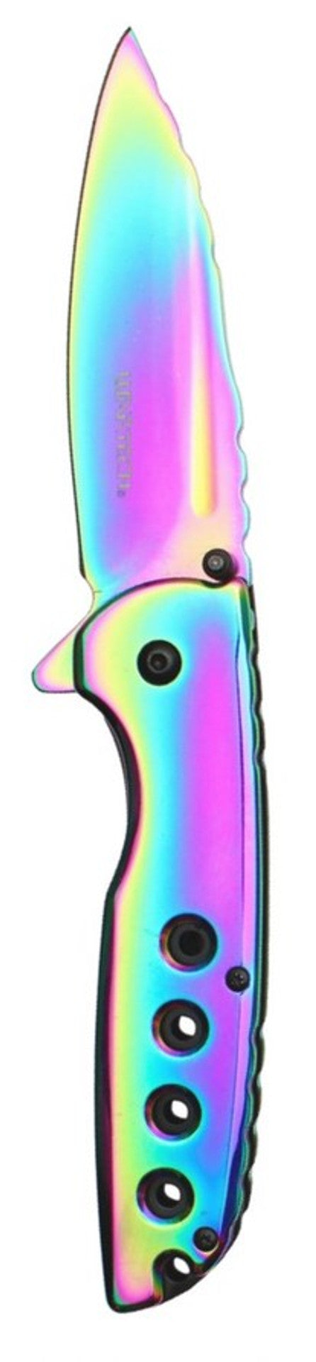 8.5" Perforated Pocket Knife - Rainbow