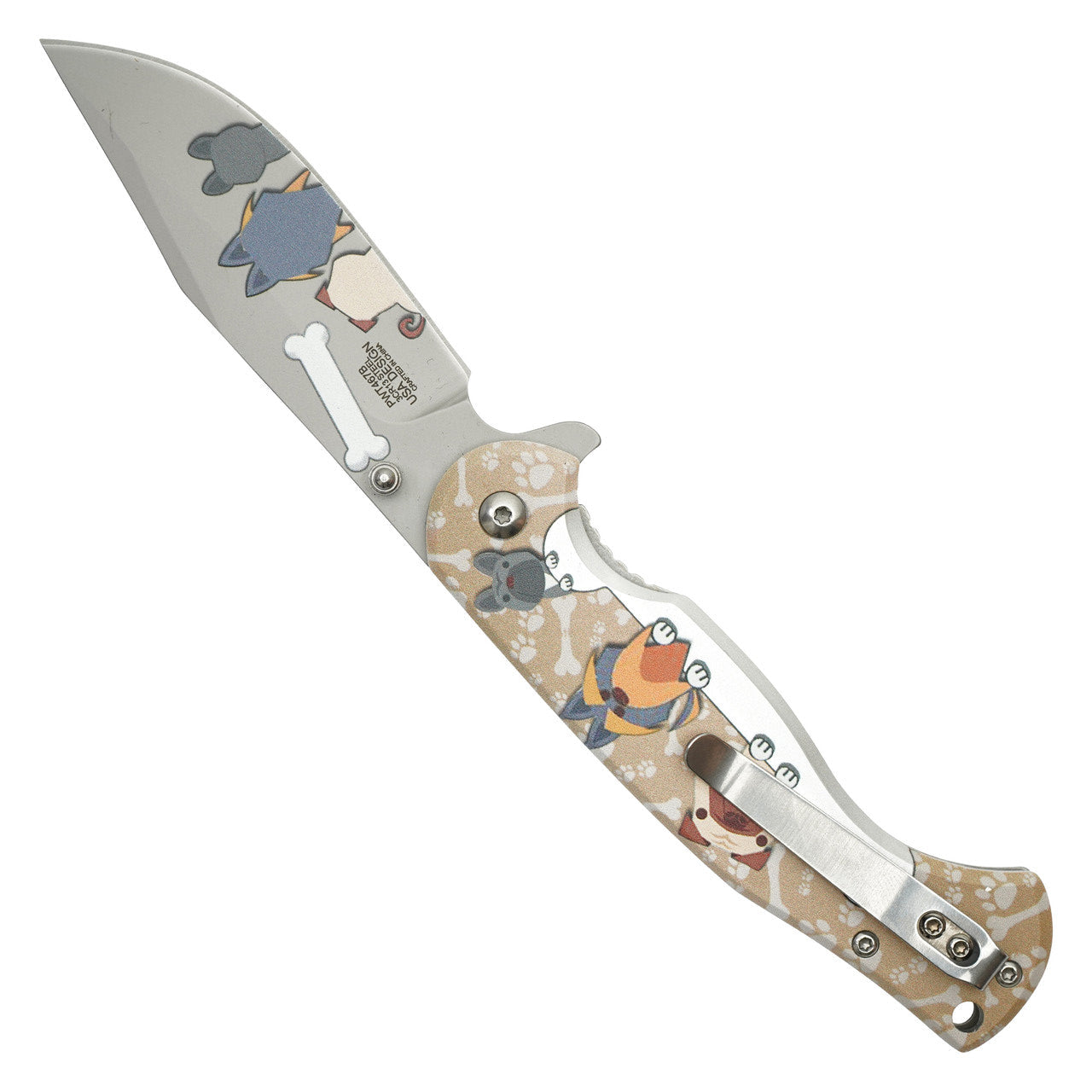 8" Doggie Pocket Knife – Silver Pet Print EDC Knife