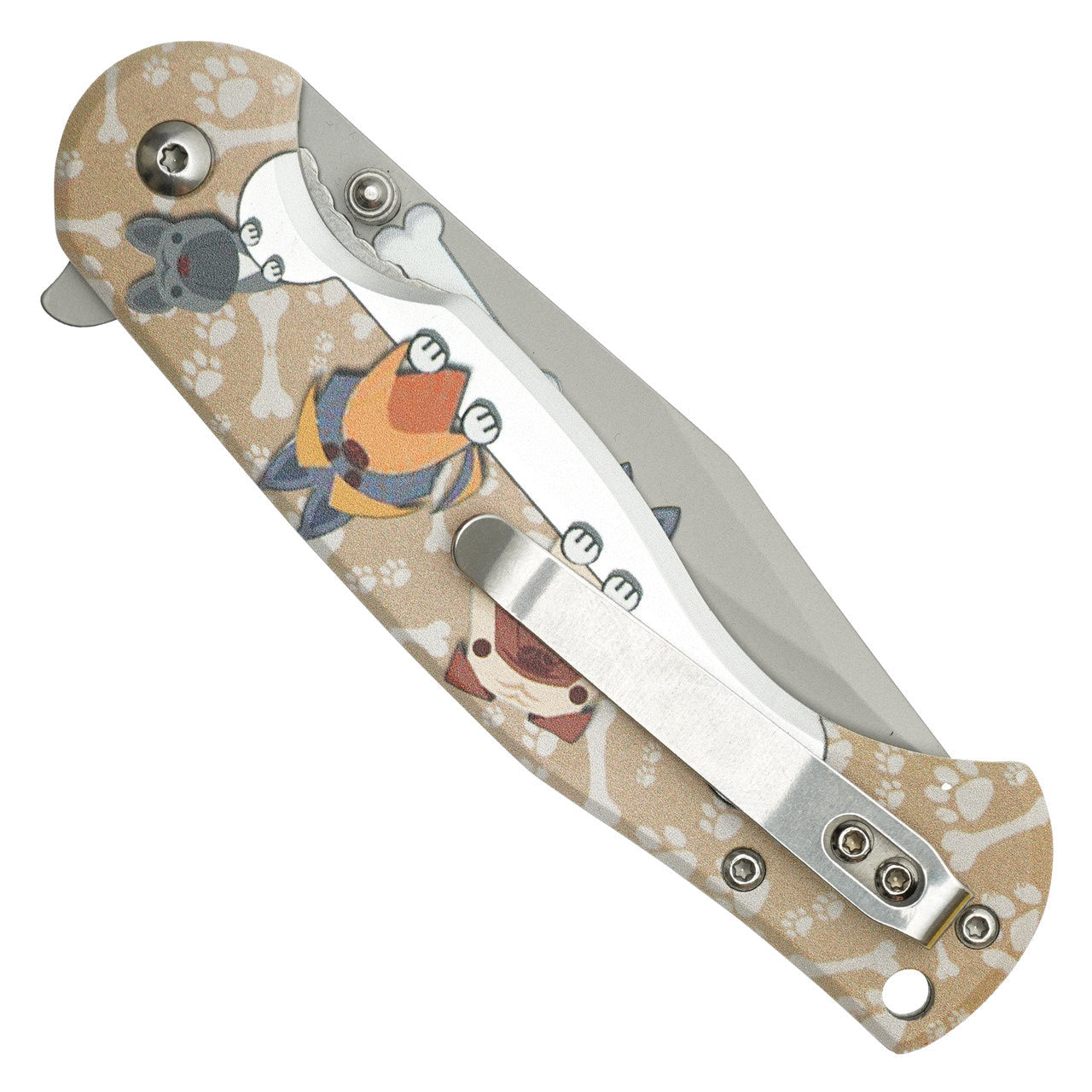 8" Doggie Pocket Knife – Silver Pet Print EDC Knife