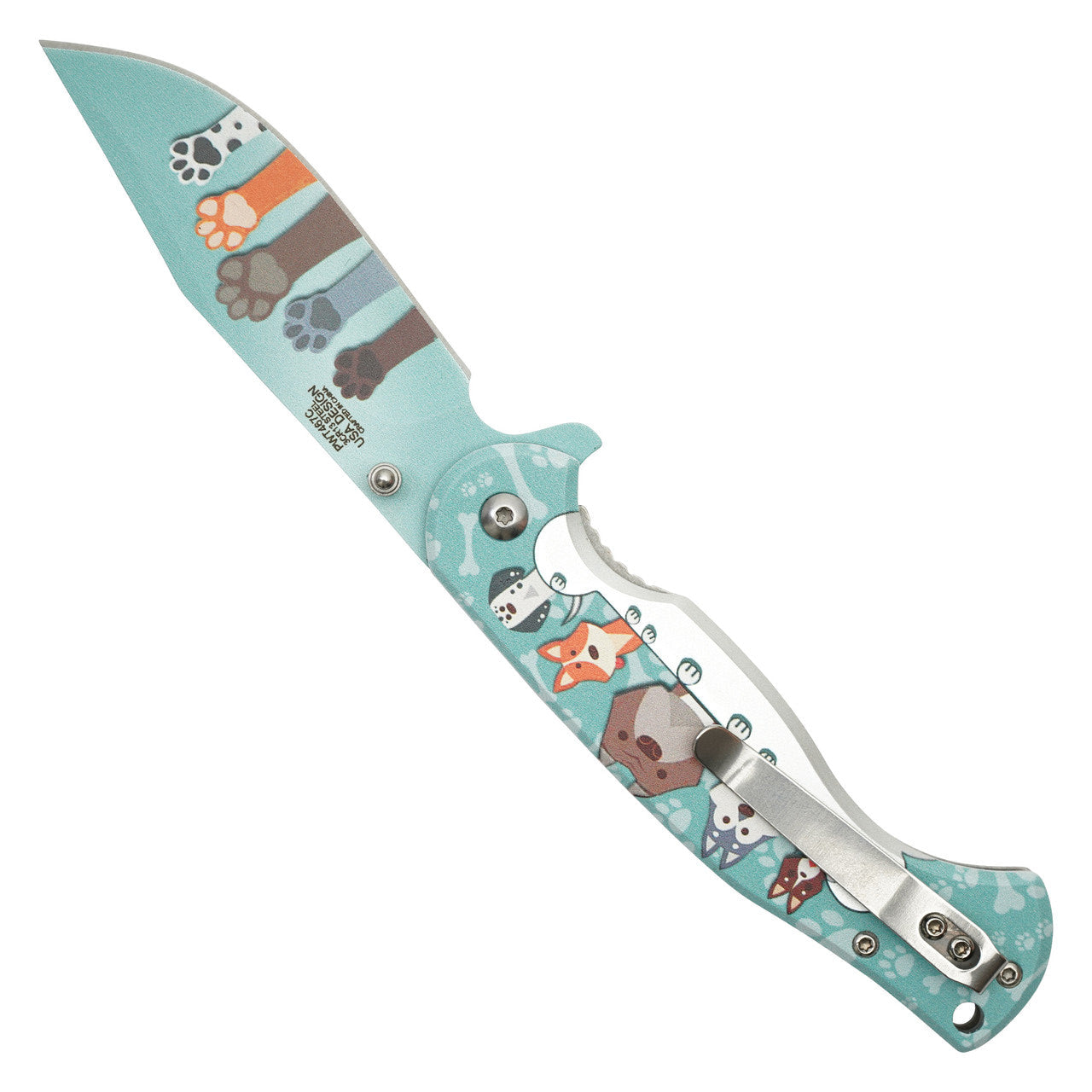 8" Teal Pets Pocket Knife – Animal Print Design