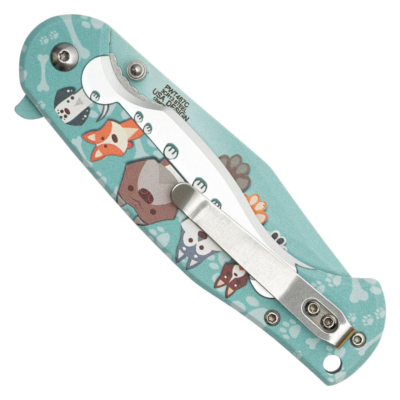 8" Teal Pets Pocket Knife – Animal Print Design
