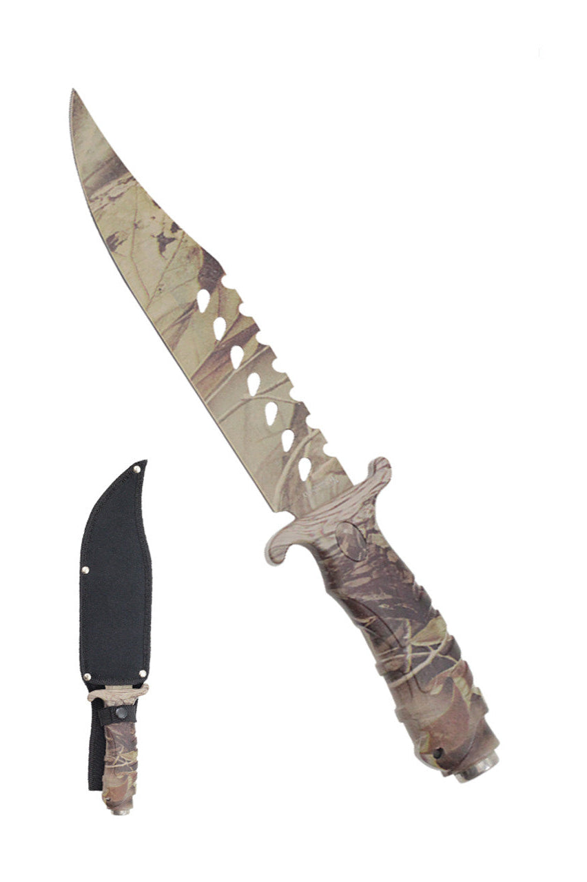 11" Wartech Military US Marine Survival Tactical Knife – Camo Sawtooth Blade with Sheath