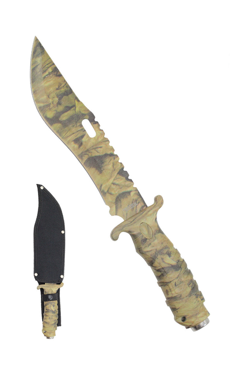 11" Military US Marine Survival Tactical Knife – Camo Blade with Sheath
