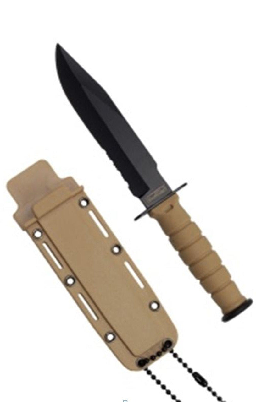 6" Serrated Neck Knife with Sheath - Yellow
