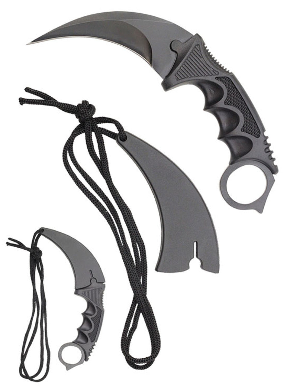 8" Military Tactical Karambit Hunting Skinner Hawkbill Neck Knife - Black