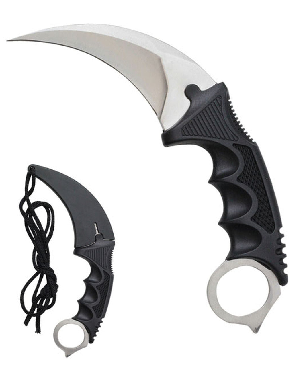 8" Military Tactical Karambit Necklace Knife - Silver
