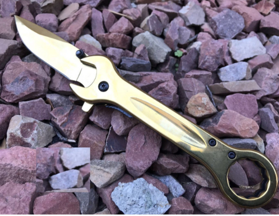 7.5" Multi-Tool Wrench Tactical Spring Assisted Folding Pocket Knife – Gold