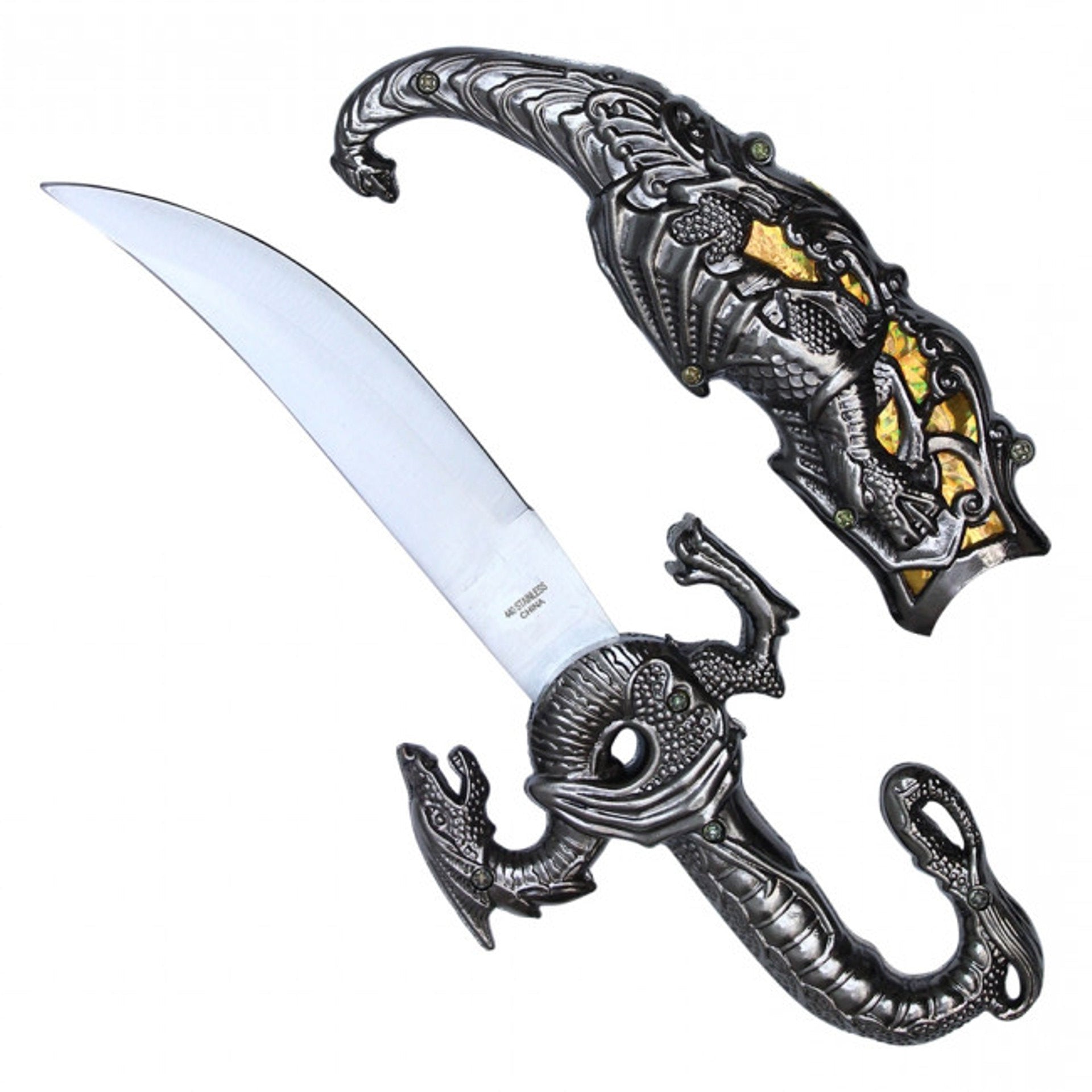 Fighting Dragon Fantasy Dagger – Small Edition (Gold) | Mythical Elegance & Fierce Design