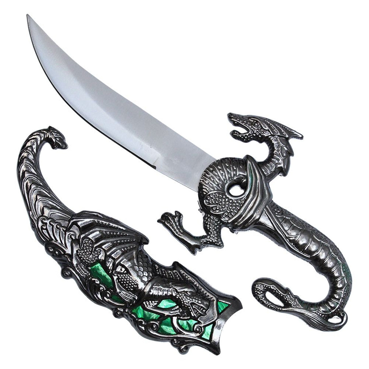 Fighting Dragon Fantasy Dagger – Small Edition (Green) | Legendary Design & Razor-Sharp Edge