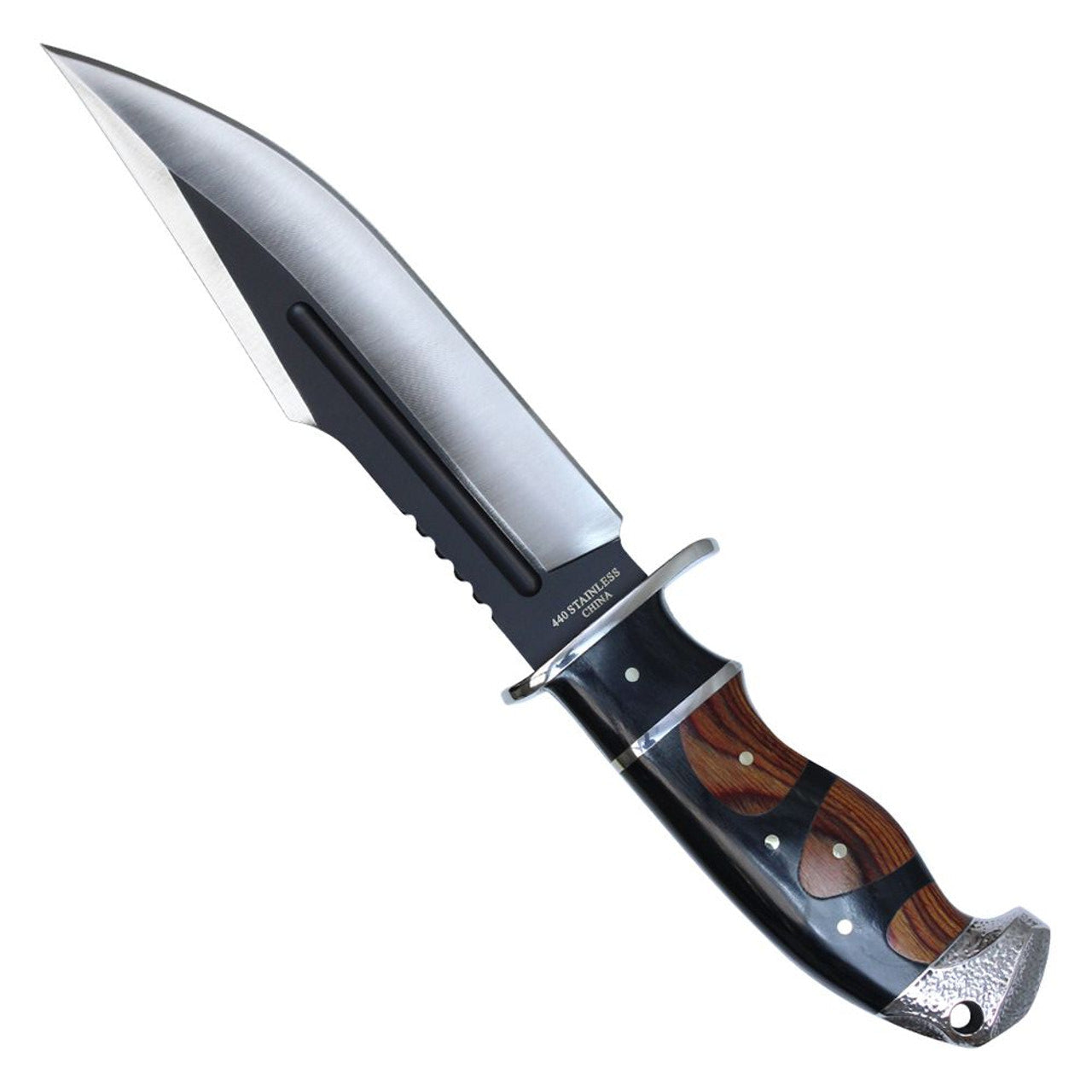 12" Overall Wooden Handle Boyd Fixed Blade Hunting Knife