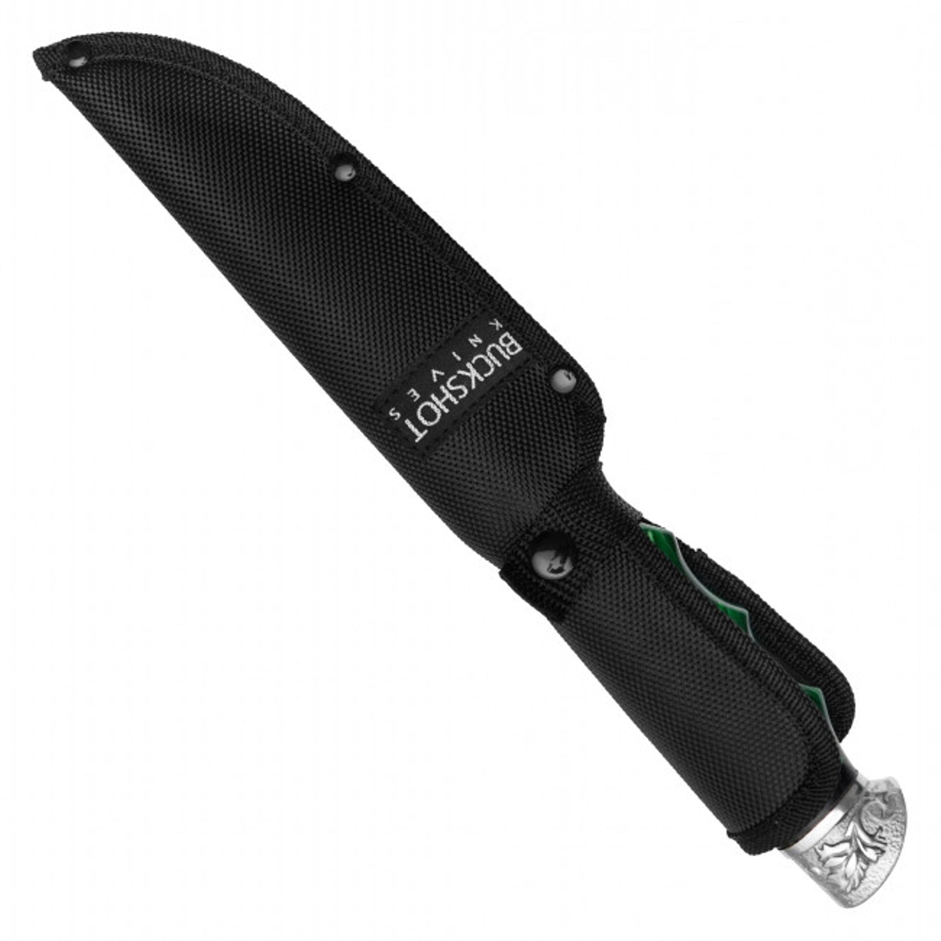12" Green Marbled Hunting Knife – Stonewashed Steel & Sleek Design