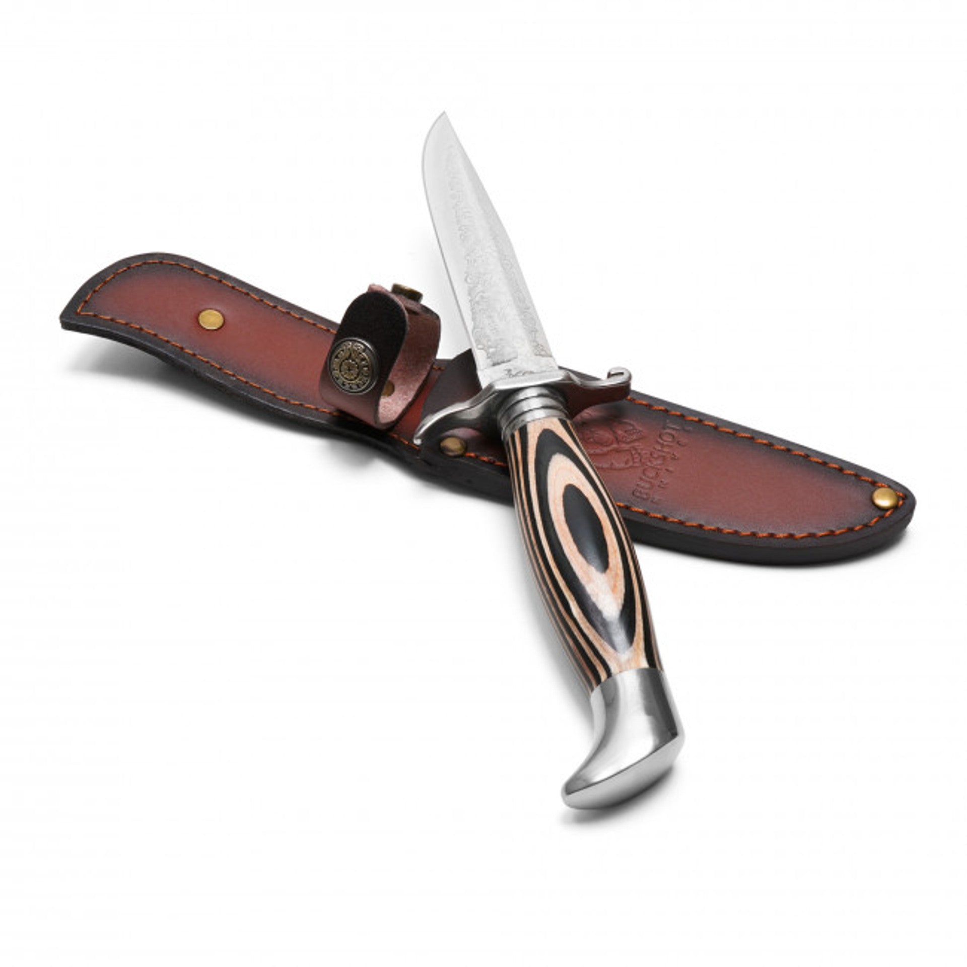 10.5" Buckshot Hunting Knife – Embossed Floral Design & Classic Craftsmanship