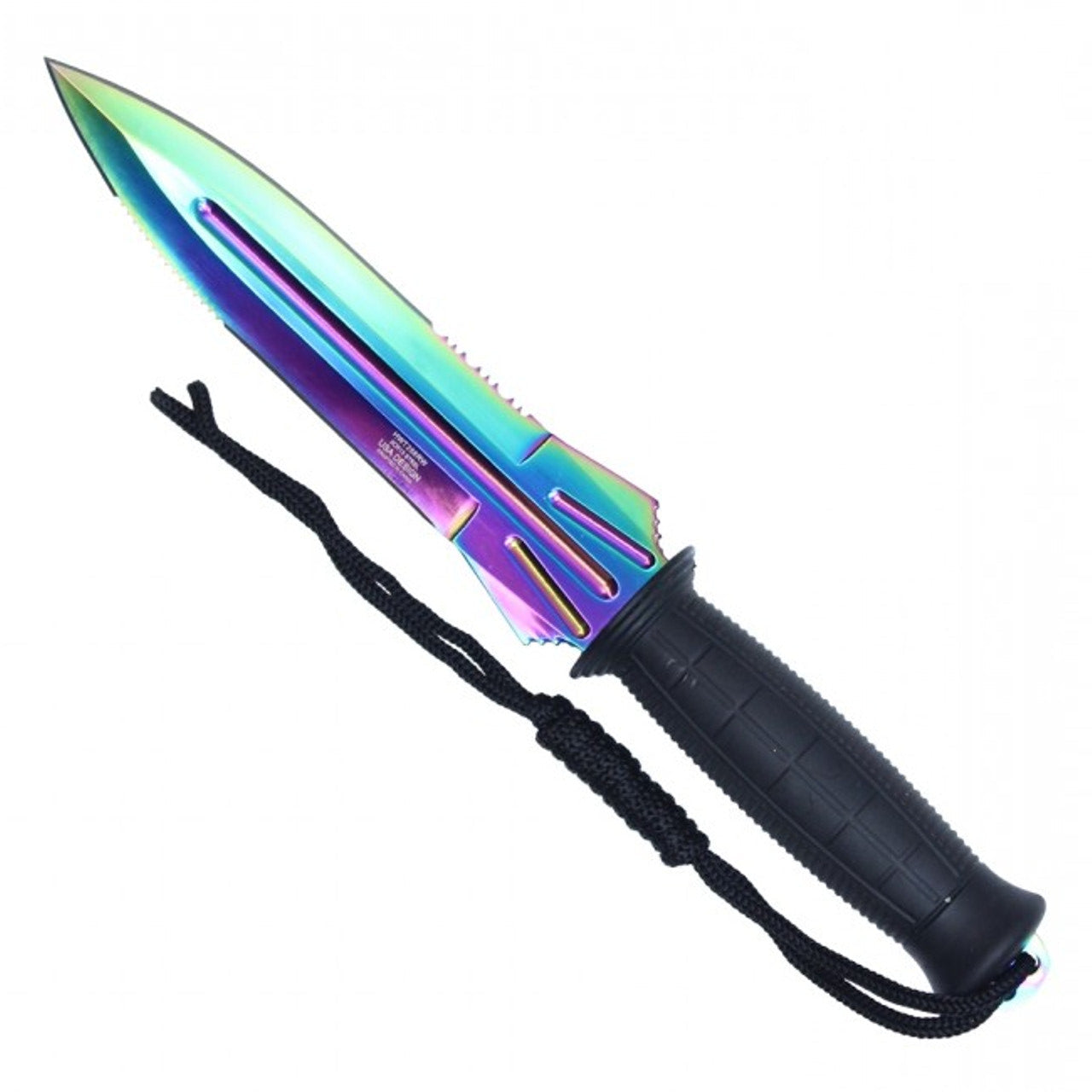 11 3/4” Two-Tone Fixed Blade Hunting Knife - Rainbow