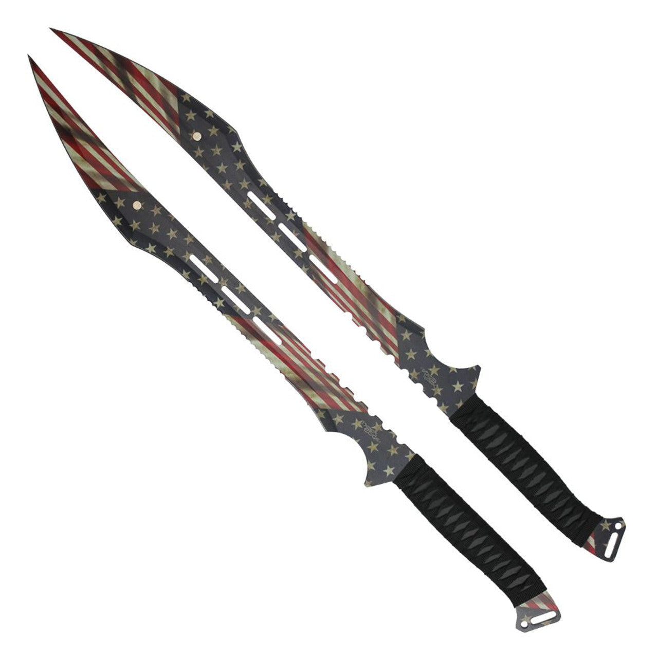 27" American Flag Machete Set – 2-Piece Full Tang Blades