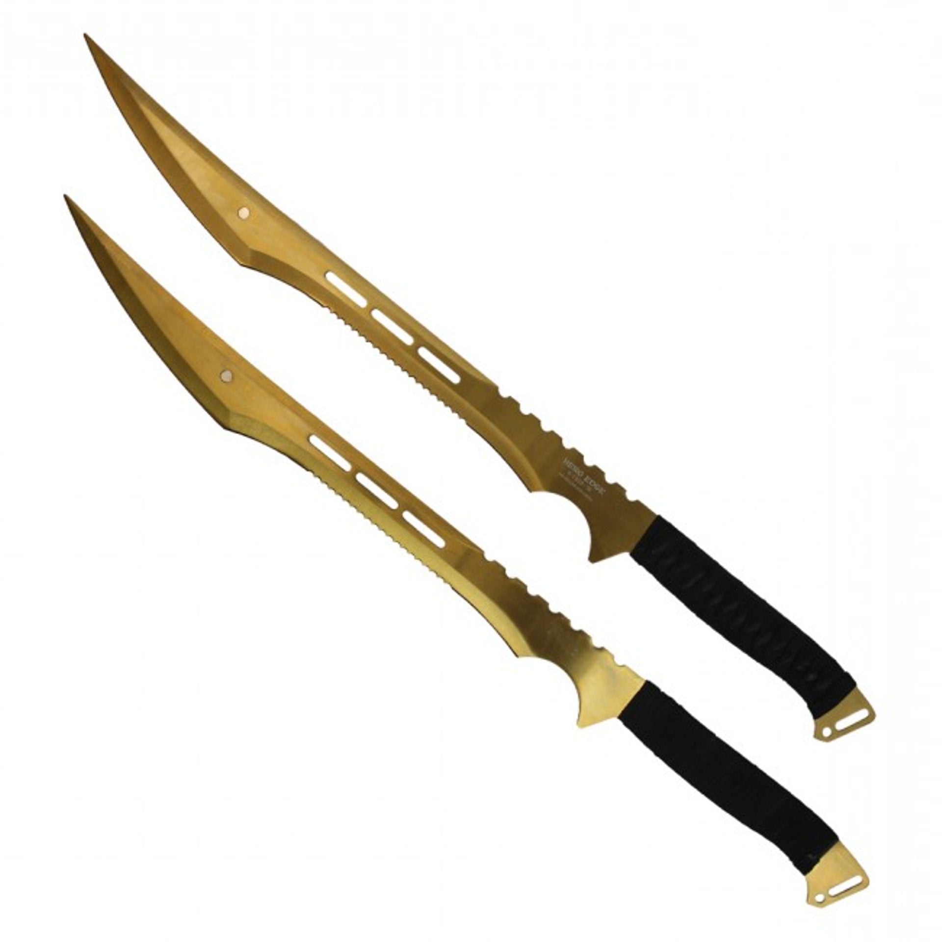 27" Dual Full Tang Blade Gold Ninja Sword Machete
