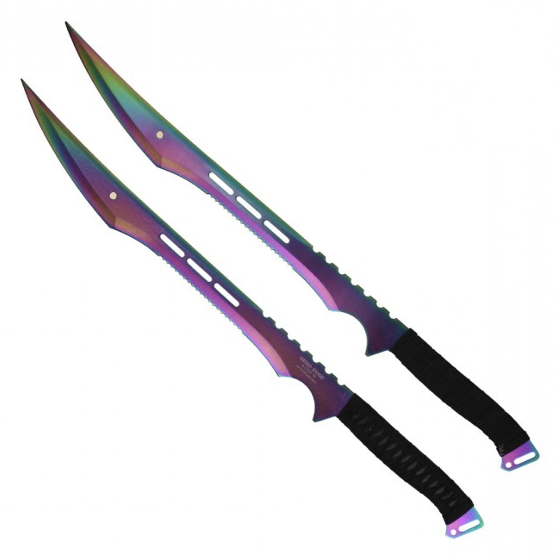27" Dual Full Tang Blade Rainbow Ninja Sword Machete
