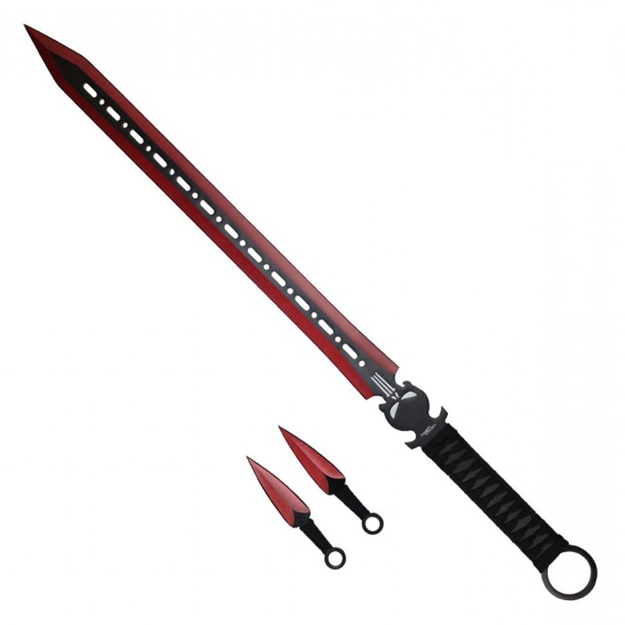 27" Technicolor Ninja Sword with 2-Piece Knife Set – Red