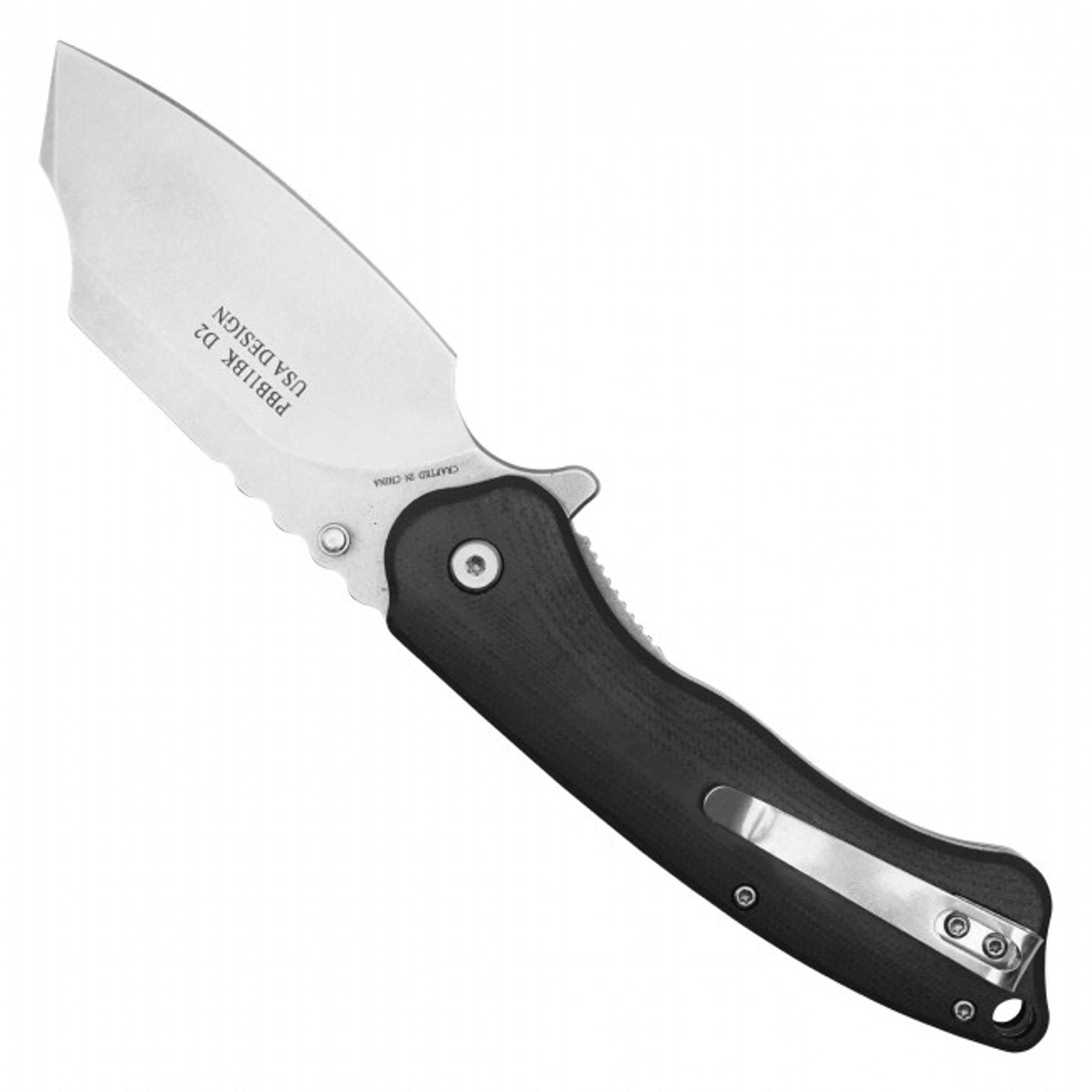 8" Black D2 Cleaver Pocket Knife