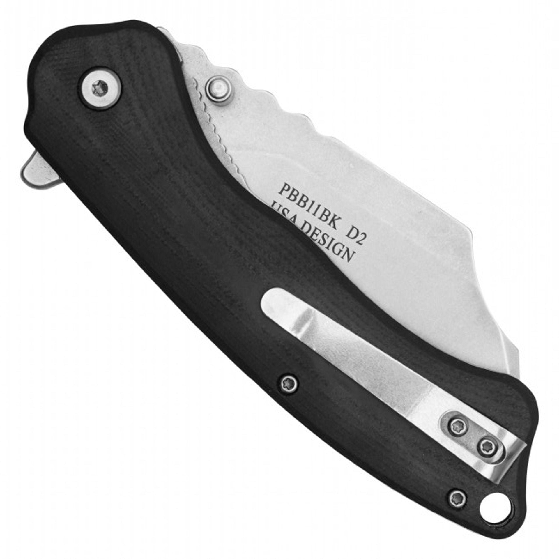 8" Black D2 Cleaver Pocket Knife